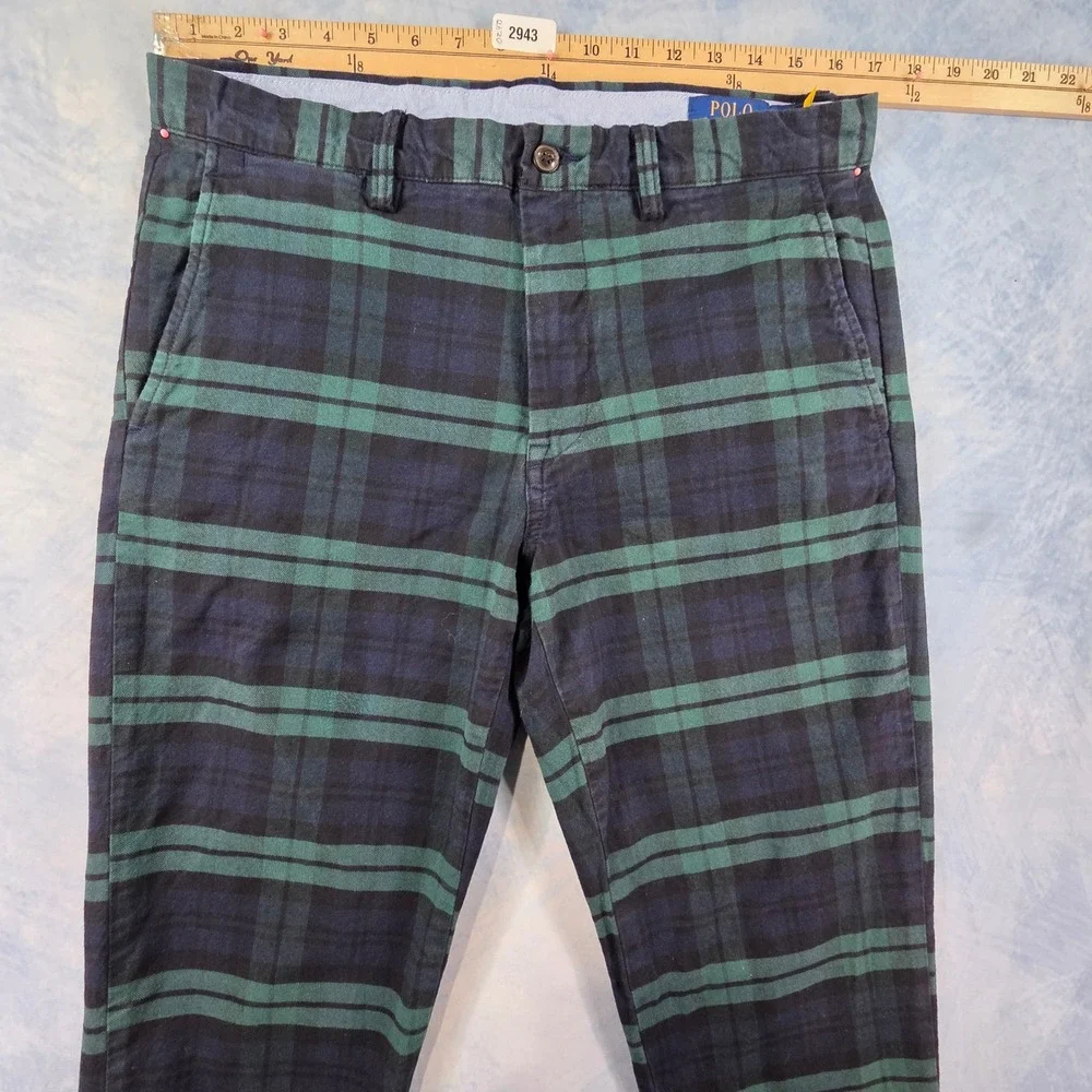 Polo Ralph Lauren Men Green Navy Black Watch Plaid Stretch Straight Chino Pants